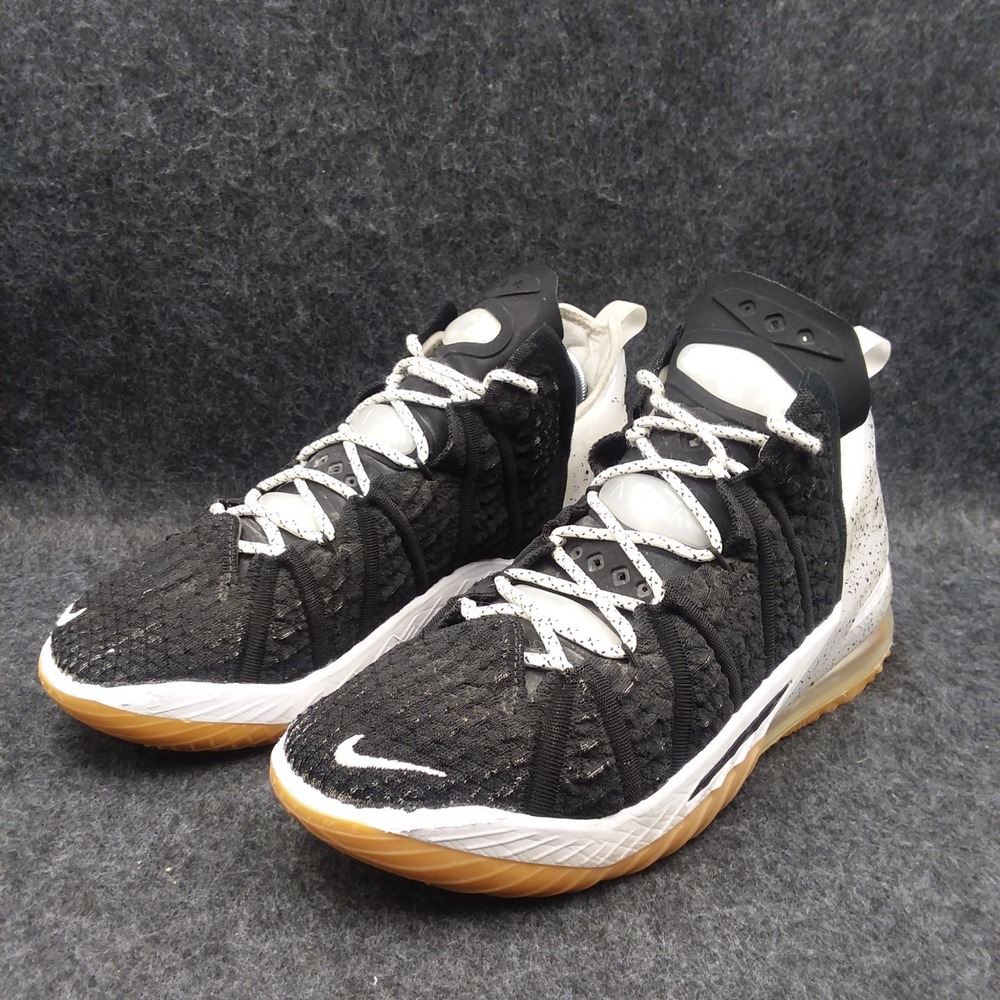 Nike LeBron 18 Men's 9.5 Gum‎ Sole Basketball Shoes Black White CQ9283-007